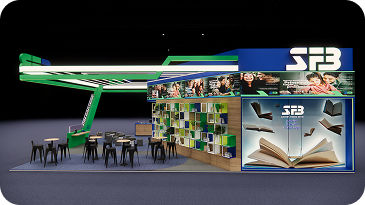 Rear view of the Santillana exhibition stand
