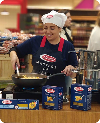 Demonstração de produto Barilla em ponto de venda